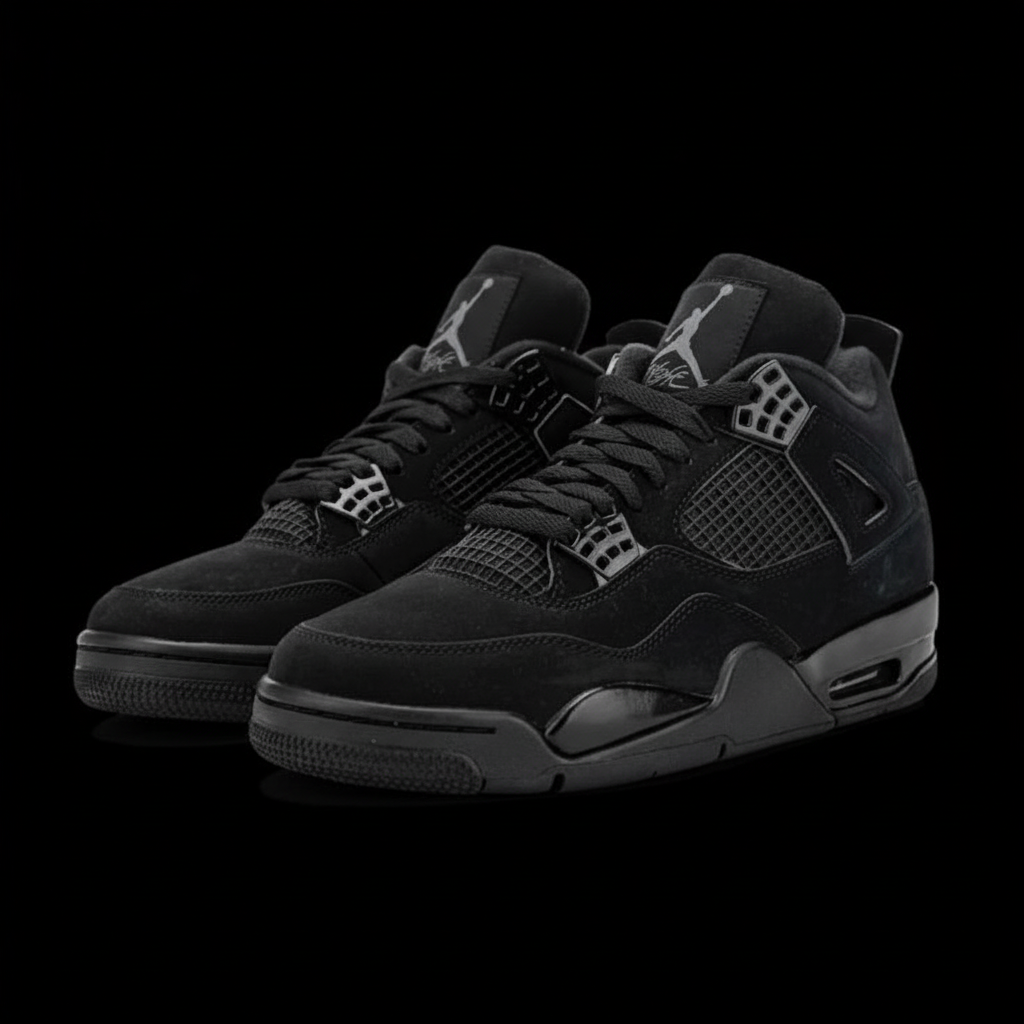 Black Jordan 4 Black Background
