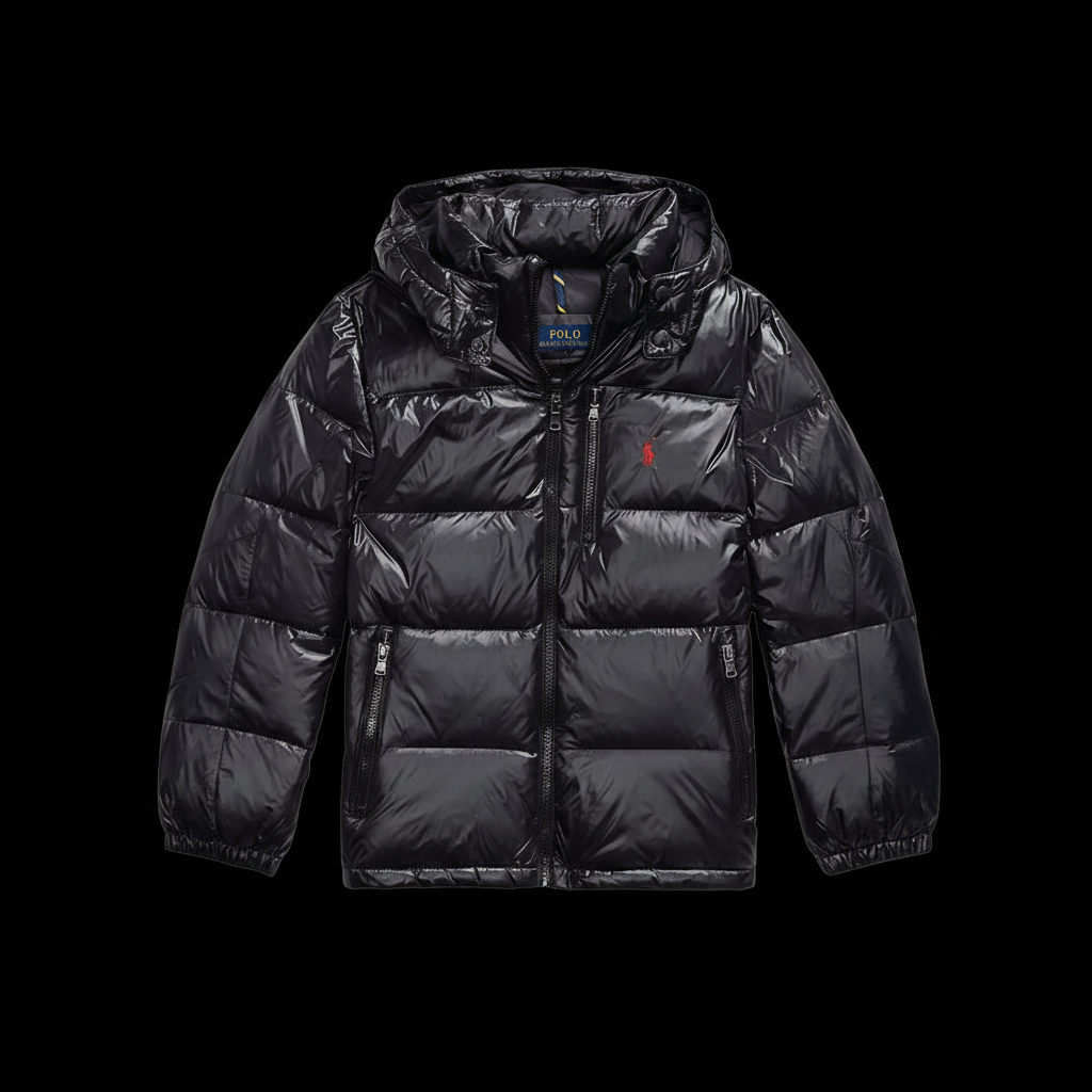 Black Puffer Jacket - Black Background