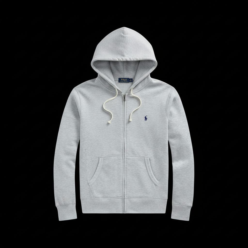 Grey Hoodie - Black Background
