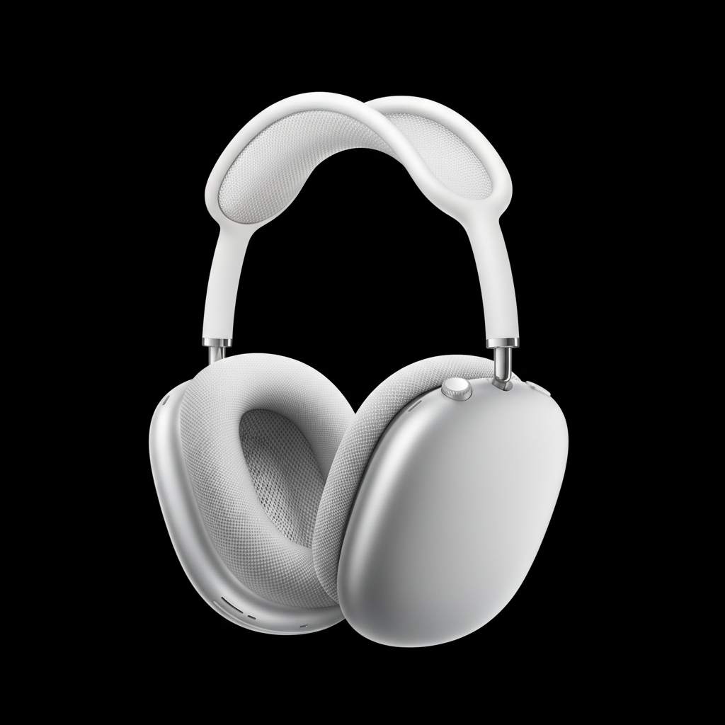 Silver Headphones Black Background