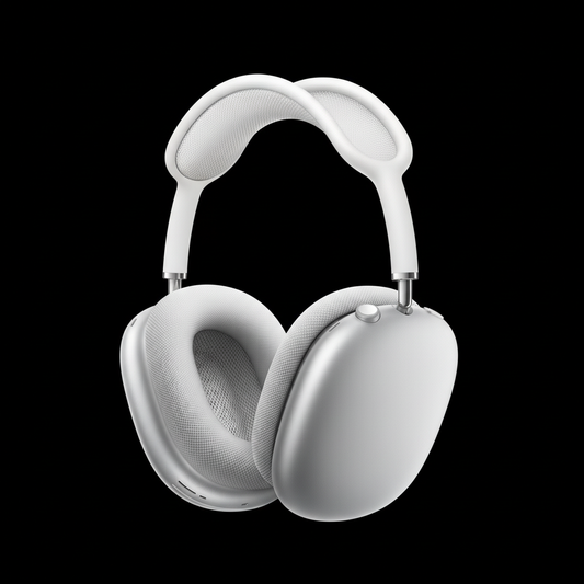 Silver Headphones Black Background