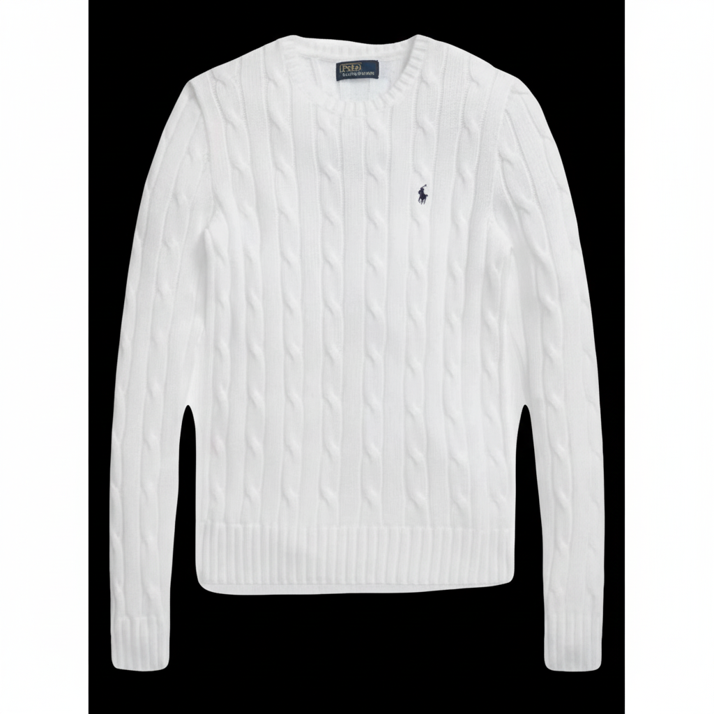 White Cable Knit Sweater